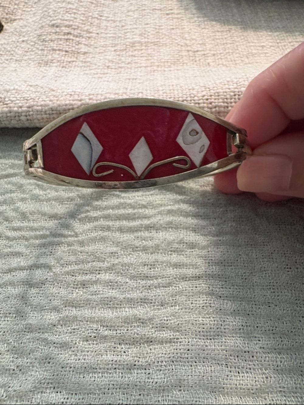 Red Enamel Vintage-Inspired Bar Bracelet